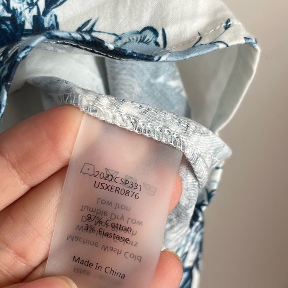 ERDEM X Universal Standard Blue and White Floral Poplin Ruffled Blouse - Picture 9 of 13